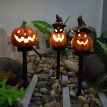 Load image into Gallery viewer, Solar Halloween Pumpkin Light Skull Garden Stake Resin Spooky Creepy Solar Lawn Figure Decorative Solar Garden Stakes