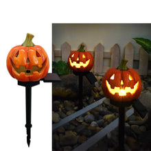 Load image into Gallery viewer, Solar Halloween Pumpkin Light Skull Garden Stake Resin Spooky Creepy Solar Lawn Figure Decorative Solar Garden Stakes