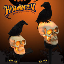Load image into Gallery viewer, Solar Halloween Pumpkin Light Skull Garden Stake Resin Spooky Creepy Solar Lawn Figure Decorative Solar Garden Stakes