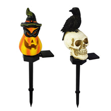 Load image into Gallery viewer, Solar Halloween Pumpkin Light Skull Garden Stake Resin Spooky Creepy Solar Lawn Figure Decorative Solar Garden Stakes