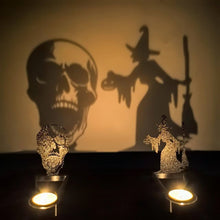 Load image into Gallery viewer, Halloween Projection Candle Holder Spooky Eerie Dancing Shadow Candle Stand Halloween Atmosphere Creepy Wall Art Candle Holder