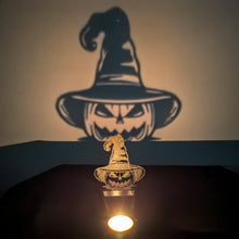 Load image into Gallery viewer, Halloween Projection Candle Holder Spooky Eerie Dancing Shadow Candle Stand Halloween Atmosphere Creepy Wall Art Candle Holder
