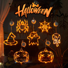 Load image into Gallery viewer, Halloween LED Lights with Suction Cups Battery-Powered Ghost Pumpkin Hanging Party Lights For Shop/Home/Yard Windows for Indoor/Outdoor