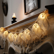Load image into Gallery viewer, 2025 Halloween LED Ghost String Lights Flickering Pumpkin Lights Battery Easy Hang Decorative Pumpkin Indoor/Outdoor Halloween Porch Decor