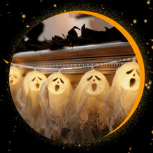 Load image into Gallery viewer, 2025 Halloween LED Ghost String Lights Flickering Pumpkin Lights Battery Easy Hang Decorative Pumpkin Indoor/Outdoor Halloween Porch Decor