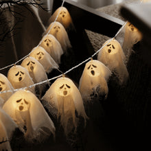 Load image into Gallery viewer, 2025 Halloween LED Ghost String Lights Flickering Pumpkin Lights Battery Easy Hang Decorative Pumpkin Indoor/Outdoor Halloween Porch Decor