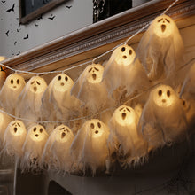 Load image into Gallery viewer, 2025 Halloween LED Ghost String Lights Flickering Pumpkin Lights Battery Easy Hang Decorative Pumpkin Indoor/Outdoor Halloween Porch Decor