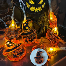 Load image into Gallery viewer, Halloween LED String Lights Flickering Pumpkin Lights Battery Easy Hang Decorative Pumpkin Indoor/Outdoor Halloween Porch Decor