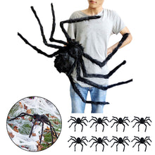 Load image into Gallery viewer, Giant Halloween Spider Decor Realistic Scary Prank Jumbo Fluffy Spider Creepy Crawler Halloween Party/Haunted House/Bar Scare Spider Decor