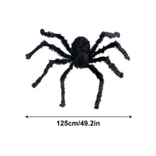 Load image into Gallery viewer, Giant Halloween Spider Decor Realistic Scary Prank Jumbo Fluffy Spider Creepy Crawler Halloween Party/Haunted House/Bar Scare Spider Decor