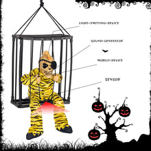 Load image into Gallery viewer, Halloween Hanging Ghost Toy with Motion Sensor & LED Eyes Scary Prisoner Cage Ghost Battery Voice Activated Eerie Screams Zombie Decoration