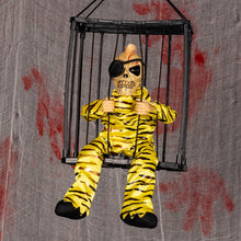 Load image into Gallery viewer, Halloween Hanging Ghost Toy with Motion Sensor & LED Eyes Scary Prisoner Cage Ghost Battery Voice Activated Eerie Screams Zombie Decoration