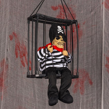 Load image into Gallery viewer, Halloween Hanging Ghost Toy with Motion Sensor & LED Eyes Scary Prisoner Cage Ghost Battery Voice Activated Eerie Screams Zombie Decoration
