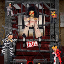 Load image into Gallery viewer, Halloween Hanging Ghost Toy with Motion Sensor & LED Eyes Scary Prisoner Cage Ghost Battery Voice Activated Eerie Screams Zombie Decoration