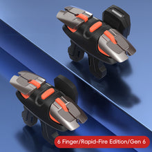 Load image into Gallery viewer, 1Pair PUBG 5th/6th Gen Gaming Triggers 4/6 Finger Auto Rapid Fire Buttons Pulse Frequency Recoil Control Grips Mobile Phone Game Accessory