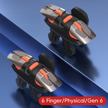 Load image into Gallery viewer, 1Pair PUBG 5th/6th Gen Gaming Triggers 4/6 Finger Auto Rapid Fire Buttons Pulse Frequency Recoil Control Grips Mobile Phone Game Accessory