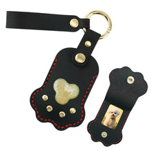 Load image into Gallery viewer, Paw Print Fur&Photo Keepsake Leather Pet Memorial Keychain Cherish Unique Pet Memorial Item Cat/Dog Accessory Rainbow Bridge Pet Gift