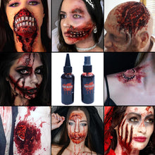 Load image into Gallery viewer, 60ml Fake Blood Prop with Spray Head Halloween Decoration Horror Cosplay Cosmetics Artificial Plasma Party Supplies Pranks DIY Halloween Supplies