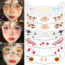 Load image into Gallery viewer, Halloween Facial Sticker Freckle Transfer Tattoo Decals DIY Festival Party Face Tattoo Decorations Makeup Cosmetic Tools