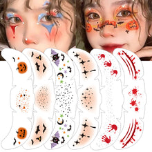Load image into Gallery viewer, Halloween Facial Sticker Freckle Transfer Tattoo Decals DIY Festival Party Face Tattoo Decorations Makeup Cosmetic Tools