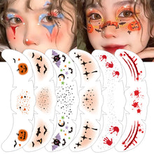 Load image into Gallery viewer, Halloween Facial Sticker Freckle Transfer Tattoo Decals DIY Festival Party Face Tattoo Decorations Makeup Cosmetic Tools