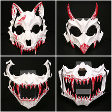 Load image into Gallery viewer, Blood Half-Face Mask Men Dragon Tiger Wolf Mask Horror Halloween Costume Props Skeleton Carnival Mask Party Cosplay Prop