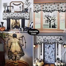 Load image into Gallery viewer, Halloween Decoration Black Lace Cobweb Tablecloth Table Lampshade Decoration 20x60in