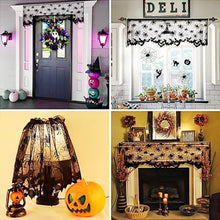 Load image into Gallery viewer, Halloween Decoration Black Lace Cobweb Tablecloth Table Lampshade Decoration 20x60in