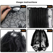 Load image into Gallery viewer, Halloween Decoration Black Lace Cobweb Tablecloth Table Lampshade Decoration 20x60in