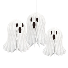 Load image into Gallery viewer, Halloween Paper Ghost Decoration with Hanging Rope Creative Spooky Funny Halloween Hanging Props Garden Party Decor Supplies