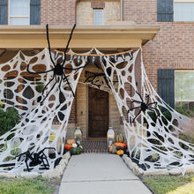 Load image into Gallery viewer, Halloween Scary Party Scene Props White Stretchy Cobweb Spider Web Scary Haunted House Yarn Halloween Decor Party Accessories