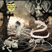Load image into Gallery viewer, Fake Animal Skeleton Model Halloween Decor Dog Bat Spider Scorpion Cat Skeleton Scary Pendant Props Haunted House Graveyard Scene Accessories