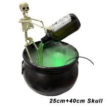 Load image into Gallery viewer, Cauldron Halloween Decor With Magic Floating Potion Bottles and Diffuser Home Bar Magic Party Horror Skeleton DIY Props Halloween