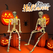 Load image into Gallery viewer, Luminous Hanging Skeleton Movable Joints Scary House Scary Pendant Props Halloween Party Yard Garden Decoration Glow Fake Skull