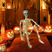 Load image into Gallery viewer, Luminous Hanging Skeleton Movable Joints Scary House Scary Pendant Props Halloween Party Yard Garden Decoration Glow Fake Skull