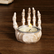 Load image into Gallery viewer, Halloween Scary Candlesticks Skeleton Hand Shaped Skull Decor Resin Candle Holder Entryway Haunted House Props