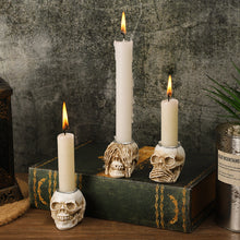Load image into Gallery viewer, Halloween Scary Candlesticks Skeleton Hand Shaped Skull Decor Resin Candle Holder Entryway Haunted House Props