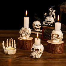Load image into Gallery viewer, Halloween Scary Candlesticks Skeleton Hand Shaped Skull Decor Resin Candle Holder Entryway Haunted House Props