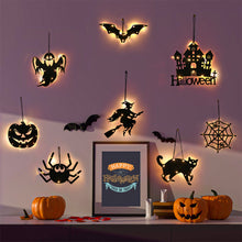 Load image into Gallery viewer, Halloween LED Lights with Hanging Rope Battery-Powered Ghost Pumpkin Hanging Party Lights For Shop/Home/Yard Windows for Indoor/Outdoor