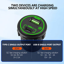 Load image into Gallery viewer, 12V Metal Toggle Switch Panel with Quick Charge ON/OFF Car Power Control 66W USB Type-C Charger Copper Tone Dashboard Panel QC3.0 Fast Charging Ports