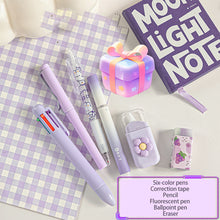 Load image into Gallery viewer, 7-In-1 Stationery Set Children Back To School Gel Pen Highlighter Ballpoint Pen Eternal Pencil Tape Eraser Knife Kids Prize