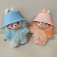 Load image into Gallery viewer, Silicone Doll Bucket Hat for Dollhouse Miniature 17cm Labubu Color Match Fisherman's Hat Kawaii Cute Doll Accessories Kids Girls Toys