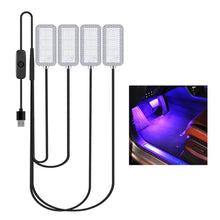Load image into Gallery viewer, 4pcs/Set Car Ambient LED Light USB/Cigarette Lighter Powered Footwell Lights Interior Lighting DIY Atmosphere Decoration