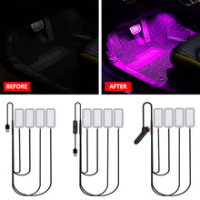 Load image into Gallery viewer, 4pcs/Set Car Ambient LED Light USB/Cigarette Lighter Powered Footwell Lights Interior Lighting DIY Atmosphere Decoration