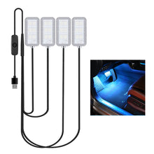 Load image into Gallery viewer, 4pcs/Set Car Ambient LED Light USB/Cigarette Lighter Powered Footwell Lights Interior Lighting DIY Atmosphere Decoration