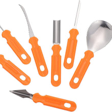 Load image into Gallery viewer, Halloween Pumpkin Carving Kit with Storage Bag DIY 7-Piece Stainless Steel Jack-o-Lantern Making Vegetable Fruit Carving Tools