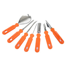 Load image into Gallery viewer, Halloween Pumpkin Carving Kit with Storage Bag DIY 7-Piece Stainless Steel Jack-o-Lantern Making Vegetable Fruit Carving Tools