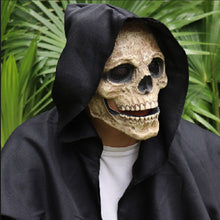 Load image into Gallery viewer, Halloween Animated Talking Mask Glowing Green Eyes Skull Mask Animated Moving Jaw Skull Realistic Halloween Prop Full Head Halloween Skull Mask
