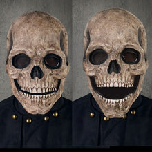 Load image into Gallery viewer, Halloween Animated Talking Mask Glowing Green Eyes Skull Mask Animated Moving Jaw Skull Realistic Halloween Prop Full Head Halloween Skull Mask