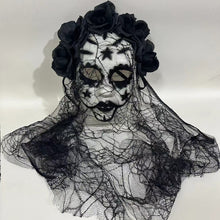 Load image into Gallery viewer, Halloween Cosplay Mask Dia de los Muertos Mexican Day of the Dead Spooky Veil Calavera Mask Lace Elegant Gothic Photo Prop Dance Party Mask